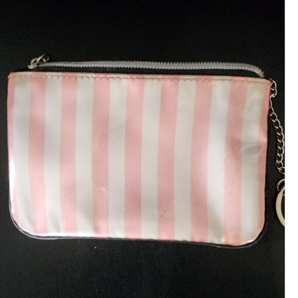 Vintage Victoria Secret pink and white key chain cosmetic bag/ coin purse Tavel - Picture 2 of 4